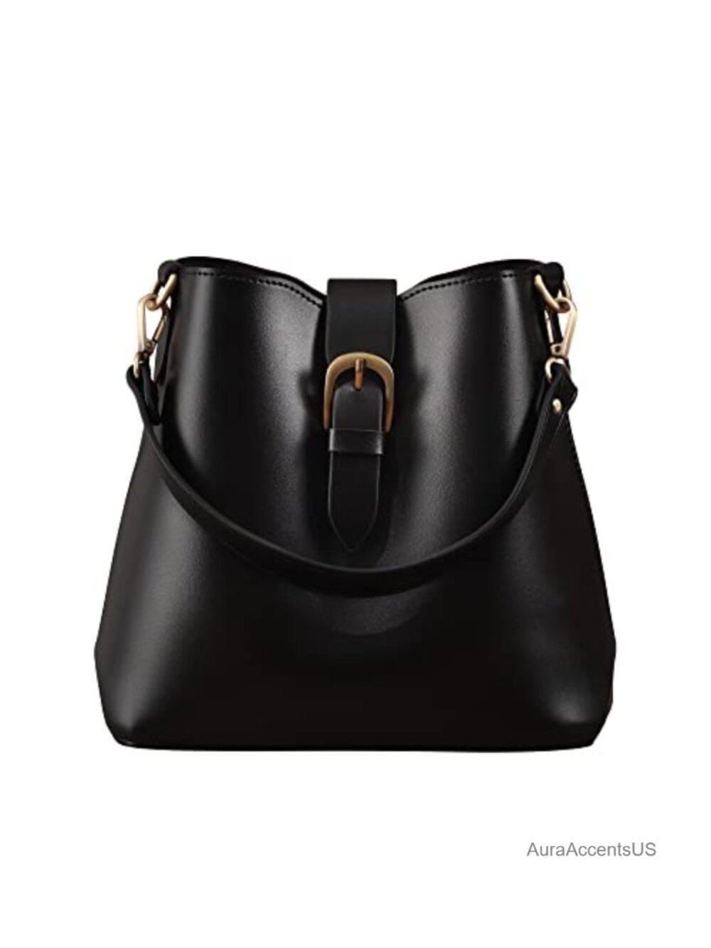 Vegan Leather Bucket Bag Faux Leather Hobo Shoulder Handbag